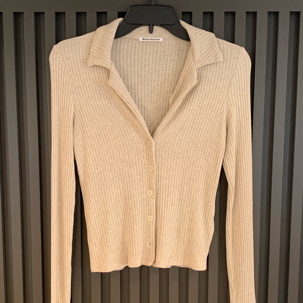 Reformation Button Up Knit Top